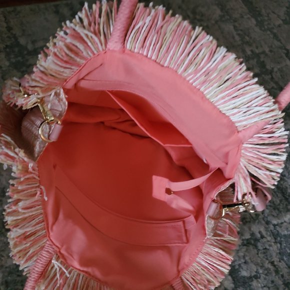 Most Wanted Design By Carlos Souza Women's Circle Straw Bag, Pink NWT - Picture 5 of 13